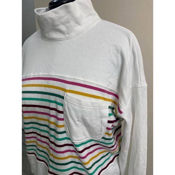 Croft & Barrow Mockneck Sweatshirt Ivory Multicolor Stripes Long Sleeve Size XL - Picture 4 of 8